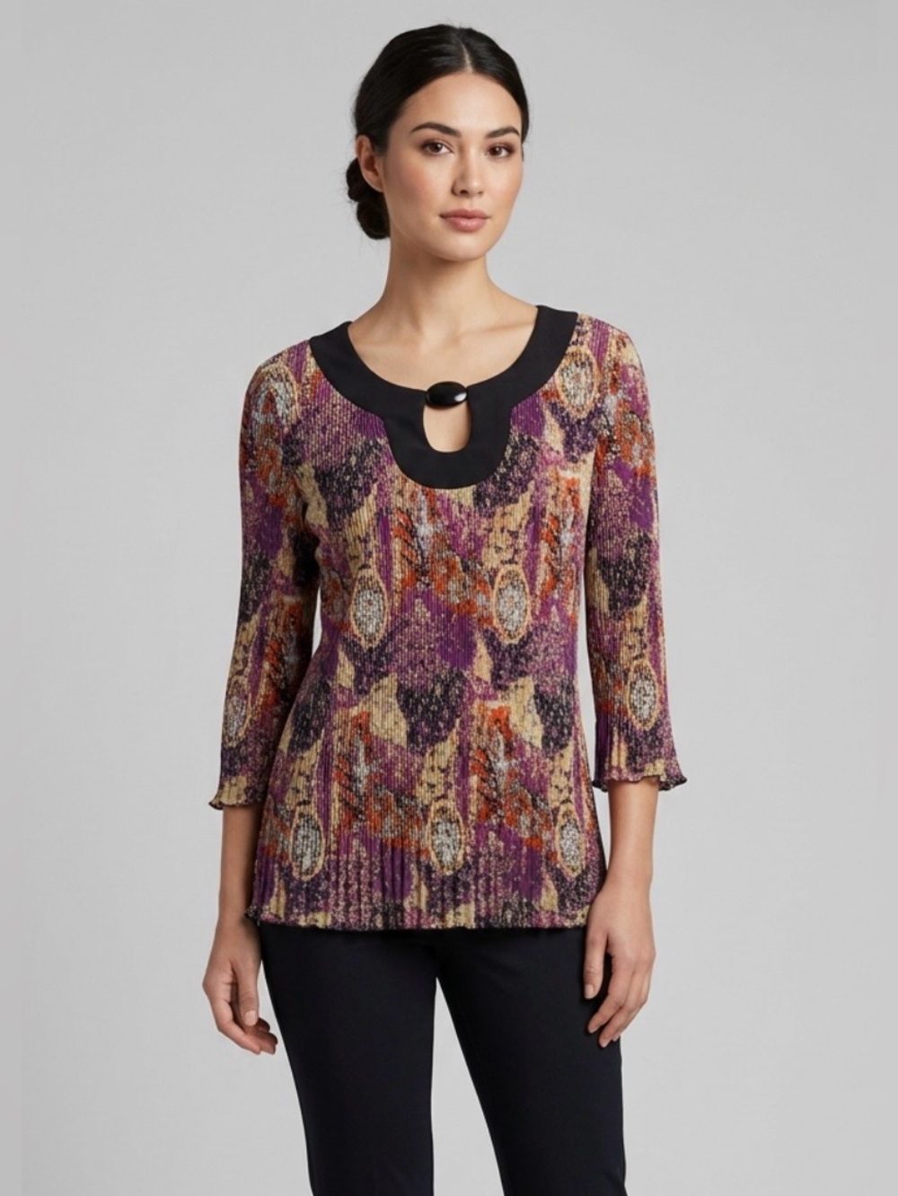 Essentials By Milano multicolor keyhole blouse L